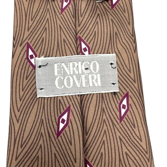 Enrico Coveri Mens Silk Dress Tie Made in Italy Geometric Design 58" 3.25" - Picture 6 of 7